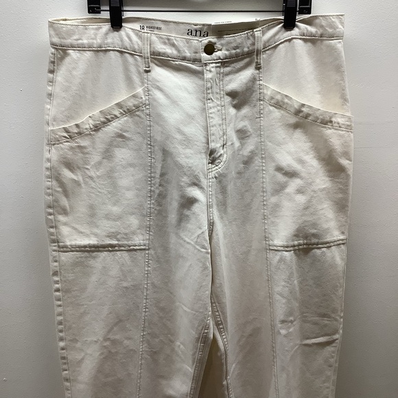 a.n.a Size 18 Ecru Highest Rise Barrel Pants. New With Tags - Picture 3 of 9